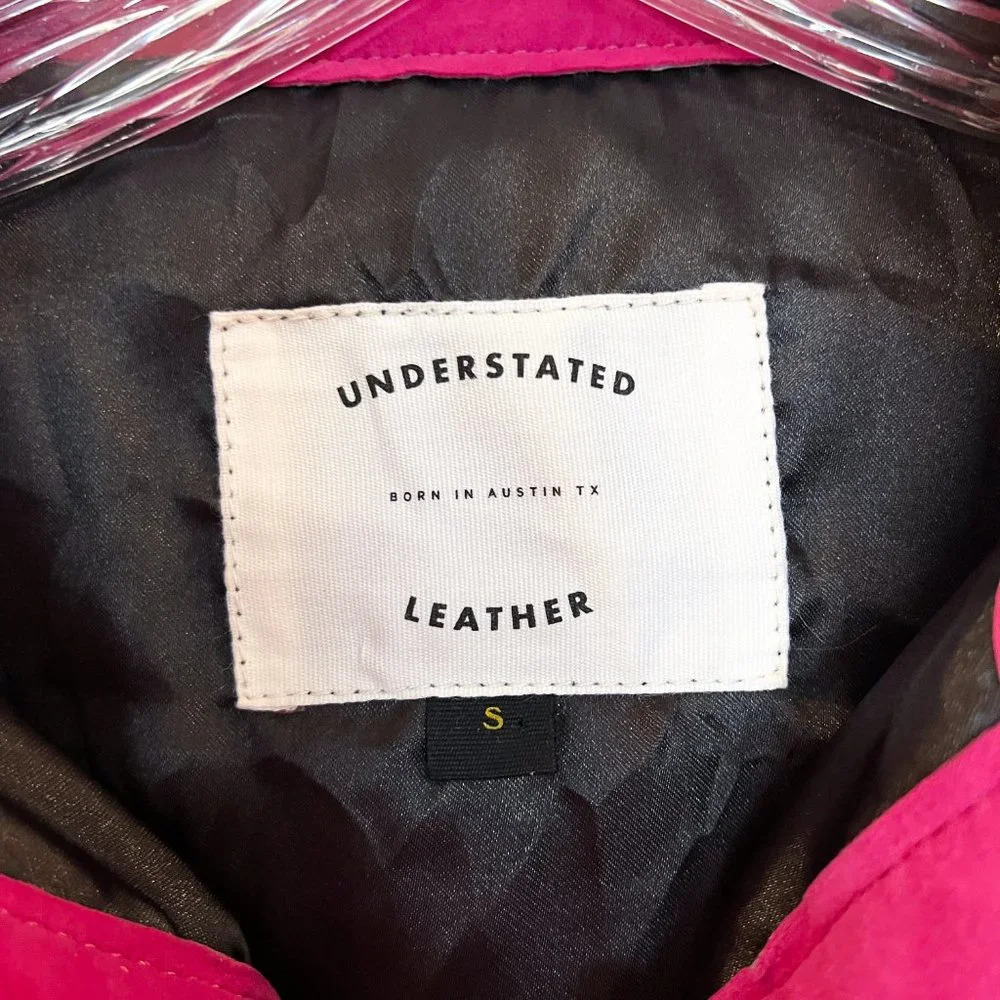 Understated Leather Pink Suede Silver Hardware Embellished Boho Western Jacket S - Picture 7 of 9